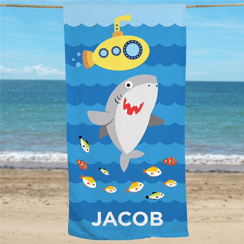 Kids Shark Personalized Summer Beach Towel - LED Gift Works
