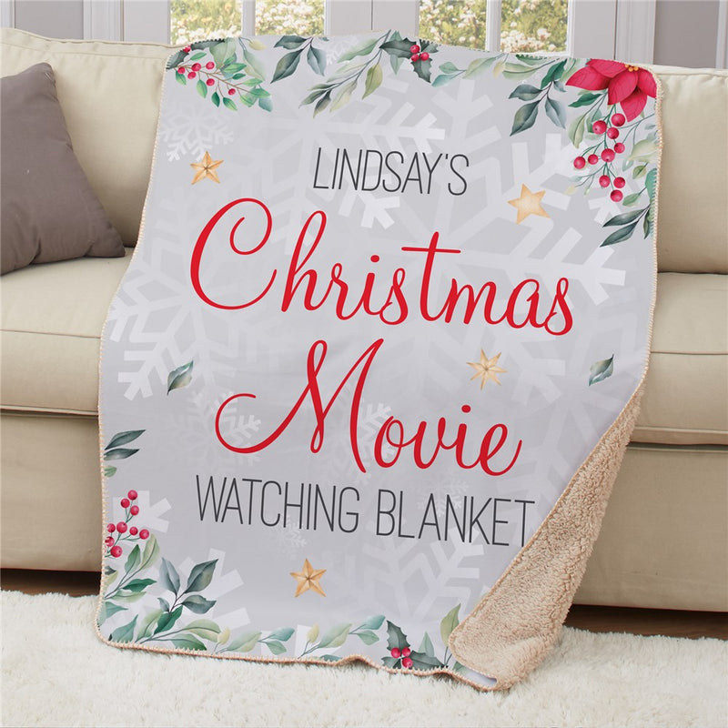 Personalized Christmas Movies Watching Blanket 50X60 - Cozy Holiday Movie Blanket - LED Gift Works