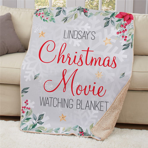 Personalized Christmas Movies Watching Blanket 50X60 - Cozy Holiday Movie Blanket - Way Up Gifts