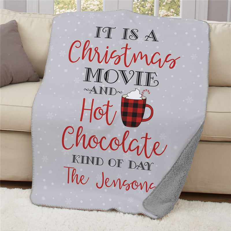 Personalized Christmas Movie & Hot Chocolate Blanket 50X60 - Winter Cozy Blanket - LED Gift Works
