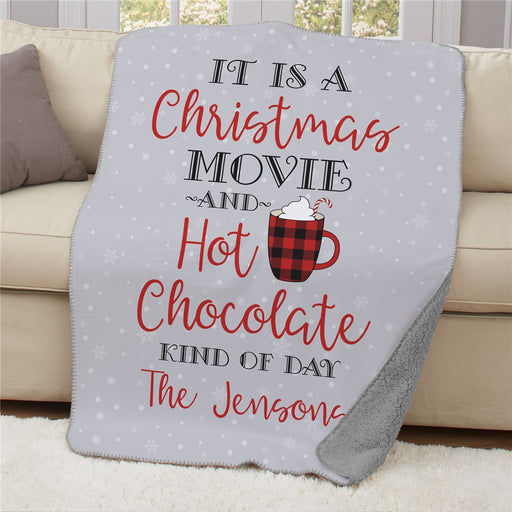 Personalized Christmas Movie & Hot Chocolate Blanket 50X60 - Winter Cozy Blanket - Way Up Gifts