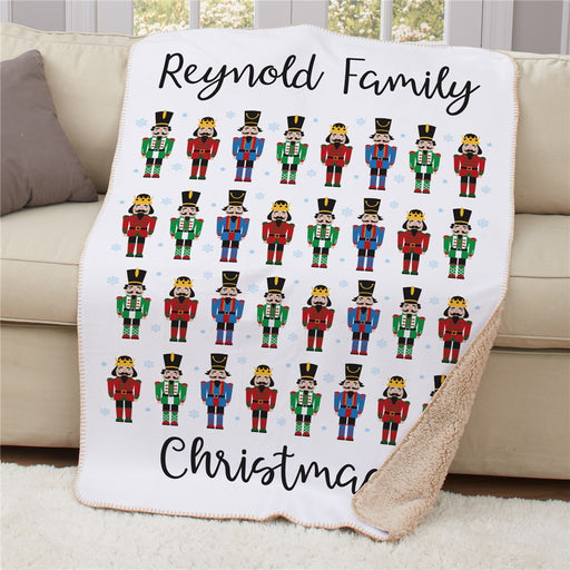 Personalized Christmas Nutcrackers Sherpa Blanket - Festive Nutcracker Throw - Way Up Gifts