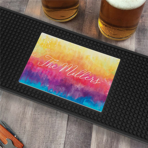 Personalized Tie Dye Printed Bar Mat - LED Gift Works