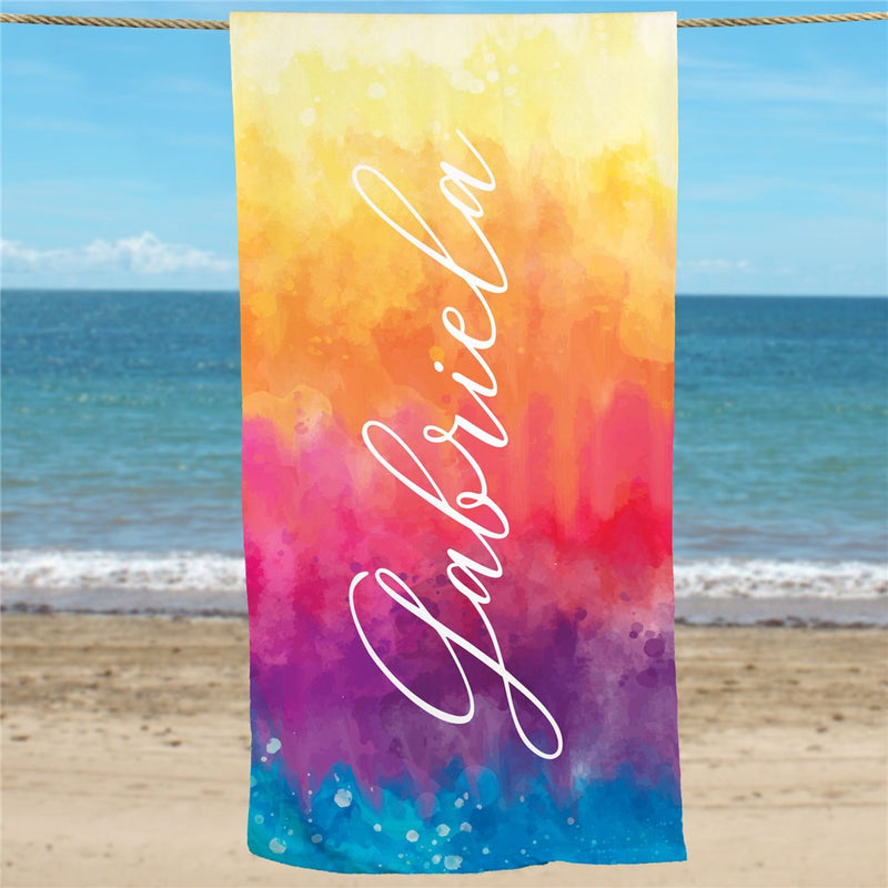 Vibrant Tie Dye Personalized Beach Towel - LED Gift Works