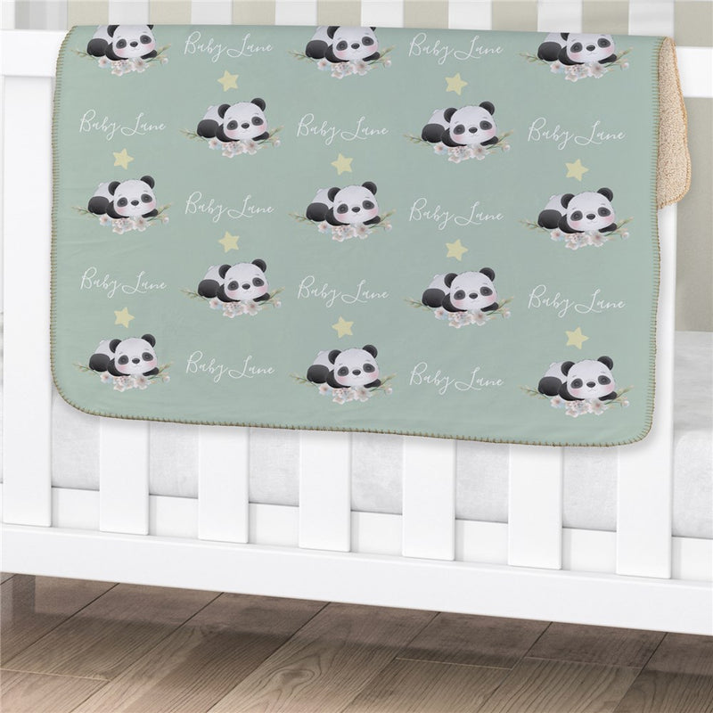 Personalized Baby Panda Sherpa Blanket - Adorable Panda Baby Throw - LED Gift Works