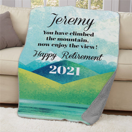 Personalized Happy Retirement Landscape 50X60 Sherpa Blanket - Retirement Gift Idea - Way Up Gifts