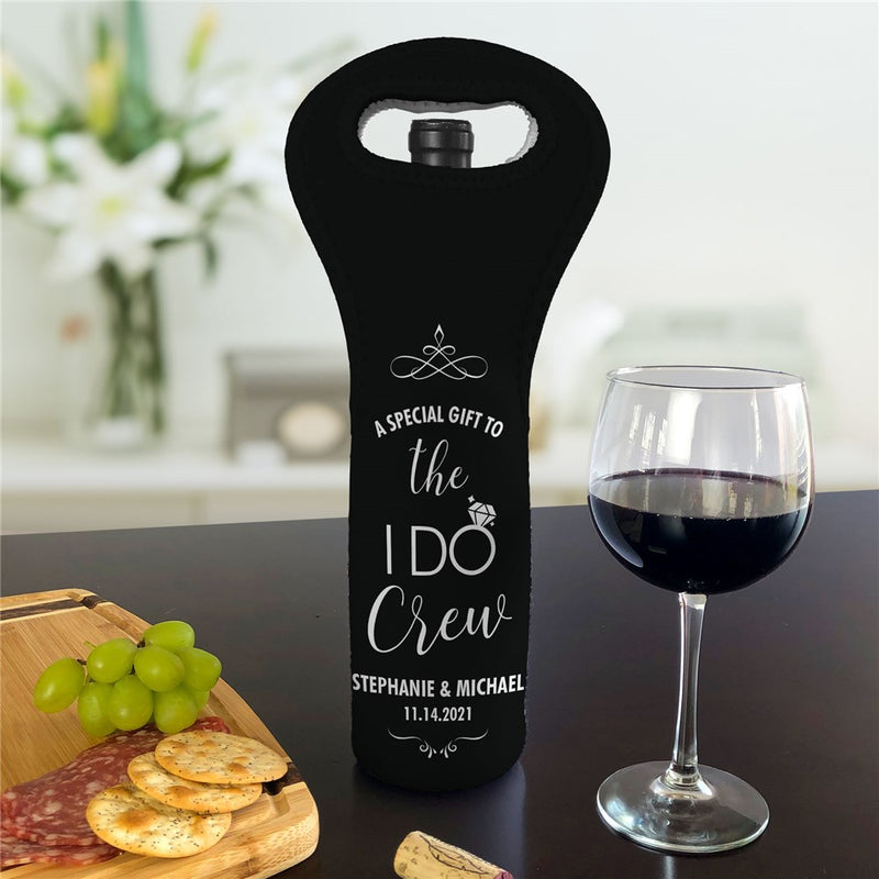 Insulated Wine Gift Bag - Personalized "I Do Crew" Bridal Party Favor - LED Gift Works