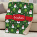 Personalized Snowmen Sherpa Blanket 50x60 - Large Winter Snowman Blanket - Way Up Gifts