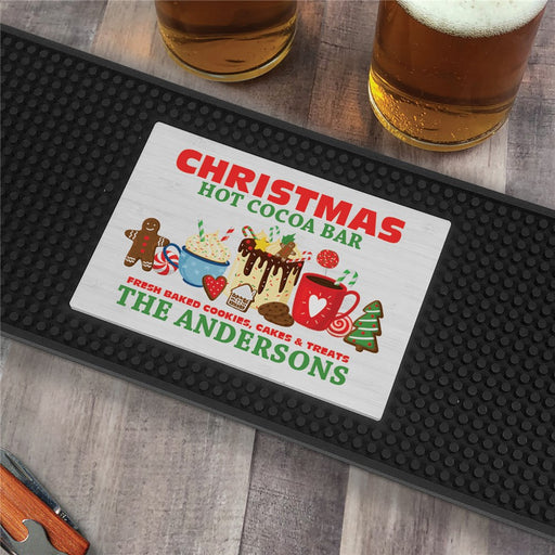 Personalized Christmas Hot Cocoa Bar Bar Mat - LED Gift Works
