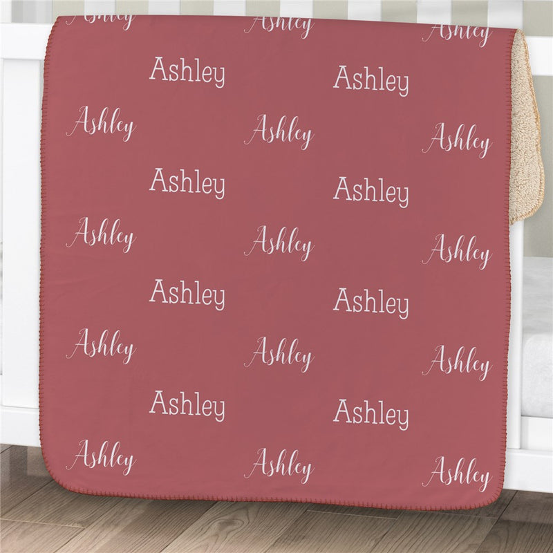 Personalized Name Word Art Sherpa Blanket - Repeating Name Typography Blanket - LED Gift Works