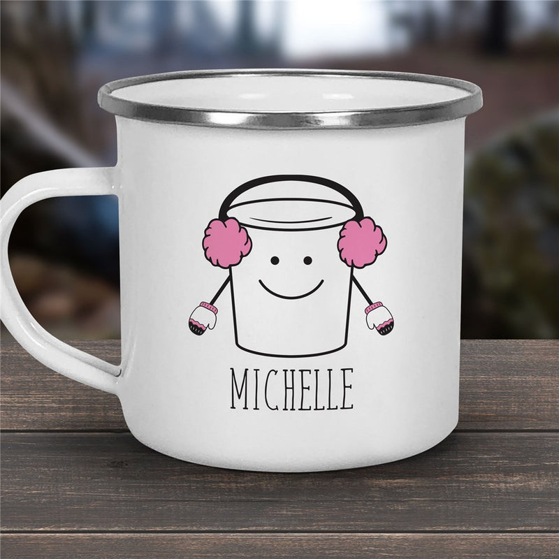 Winter Marshmallow Camper Mug - Personalized Holiday Mug with Snow Theme - LED Gift Works