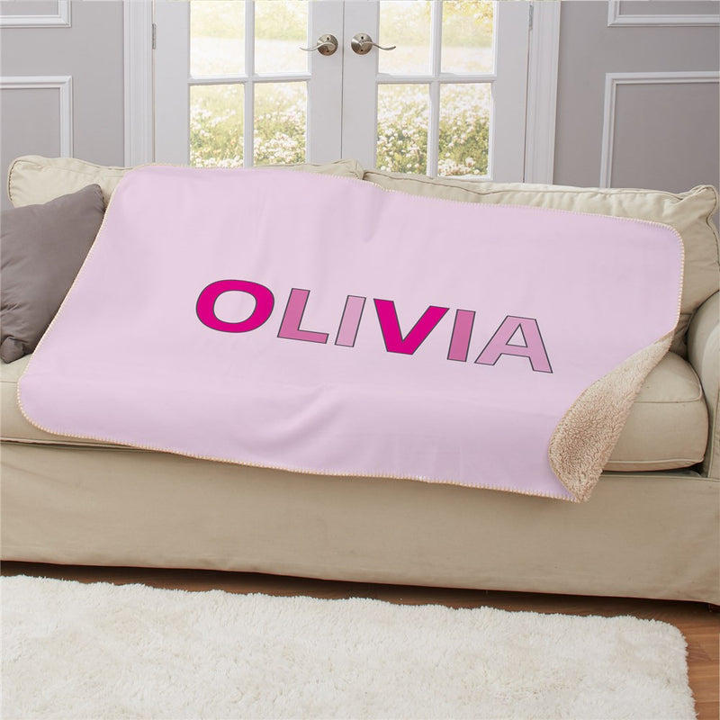 Personalized Multicolor Name Sherpa Blanket - Colorful Personalized Kids Throw - LED Gift Works