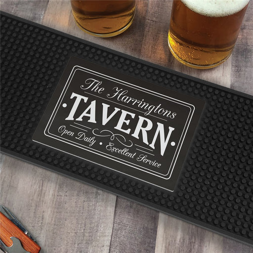 Personalized Chalkboard Farmhouse Tavern Bar Mat - LED Gift Works