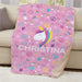Personalized Unicorn Crowns and Peace Signs Sherpa Blanket - Groovy Unicorn Blanket for Girls - Way Up Gifts