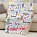 Personalized Music Notes Word Art Sherpa Blanket - Custom Musical Theme Throw - Way Up Gifts