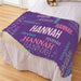 Personalized Repeating Name Purple Space Sherpa Blanket - Galactic Personalized Name Throw - Way Up Gifts
