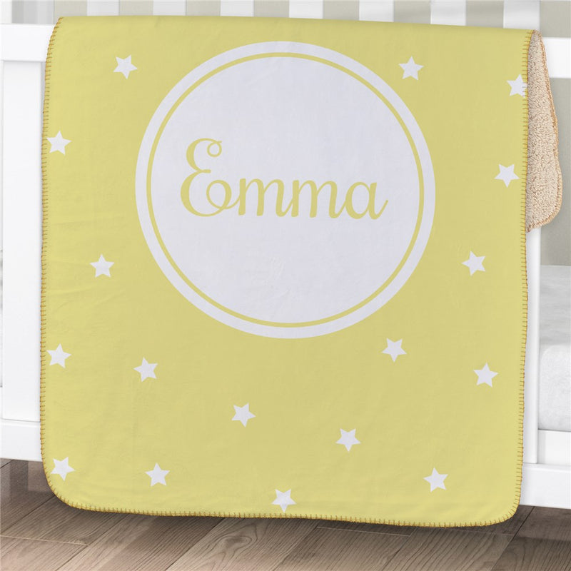 Personalized Baby Stars Sherpa Blanket - Star Pattern Baby Blanket - LED Gift Works