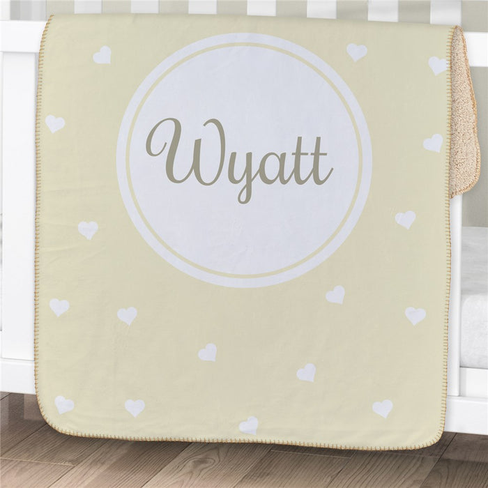 Personalized Baby Hearts Sherpa Blanket - Heart Pattern Baby Blanket - Way Up Gifts