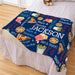 Personalized Snacks and Naps Popcorn Sherpa Blanket - Fun Movie Night Blanket - Way Up Gifts
