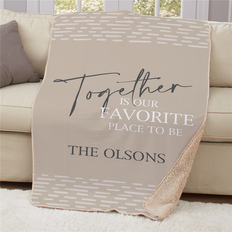 Personalized Together Is Our Favorite Place Sherpa Blanket - Cozy Couples Blanket - LED Gift Works