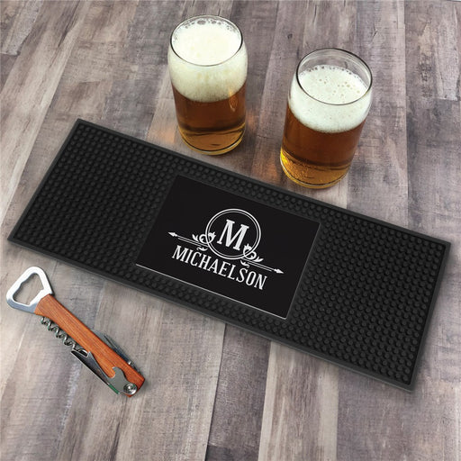 Personalized Name And Initial Ornate Photo Frame Bar Mat - LED Gift Works