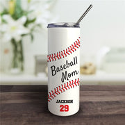 Custom Baseball Mom Tumbler - Personalized with Straw and Lid - LED Gift Works