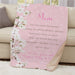 Personalized White Flower Poem Sherpa Blanket 50x60 - Large Floral Quote Throw - Way Up Gifts