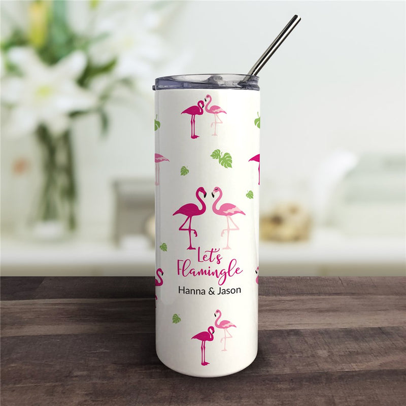 Let's Flamingle Tumbler - Personalized Tropical Design with Straw - LED Gift Works