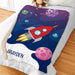 Personalized Outer Space Rocket Sherpa Blanket - Custom Space Adventure Blanket - Way Up Gifts