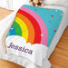 Personalized Rainbow with Stars Sherpa Blanket - Colorful Celestial Kids Blanket - Way Up Gifts