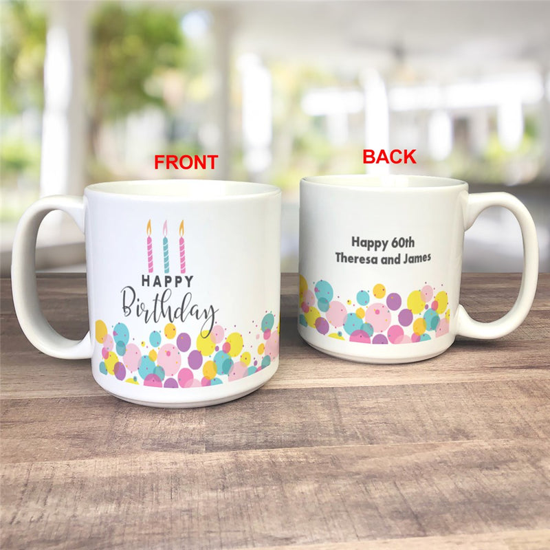 Birthday Bubbles Large Mug - Custom Oversized Mug with Birthday Bubbles Design - LED Gift Works