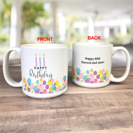 Birthday Bubbles Large Mug - Custom Oversized Mug with Birthday Bubbles Design - Way Up Gifts