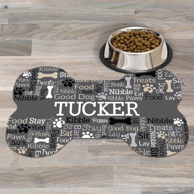 Pet Paw with Hearts Word Art Personalized Mat - Custom Dog Bone Rug - LED Gift Works