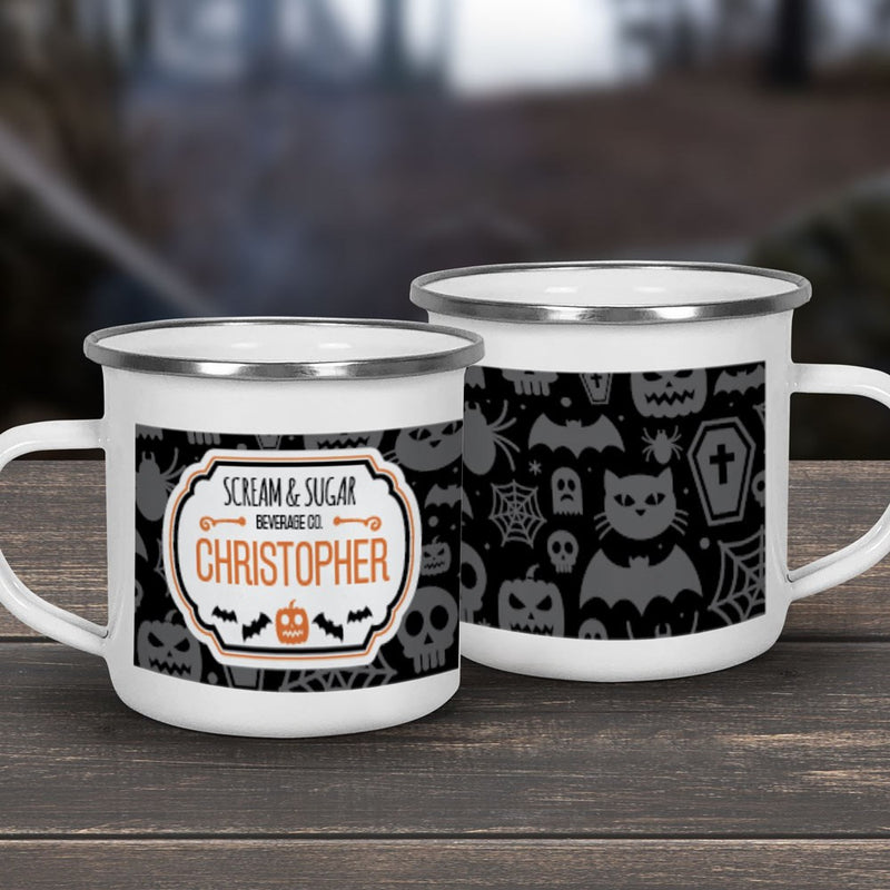 Scream & Sugar Camper Mug - Personalized Halloween Camping Mug - LED Gift Works