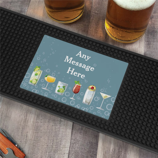 Personalized Drinkware With Bubbles Bar Mat - LED Gift Works