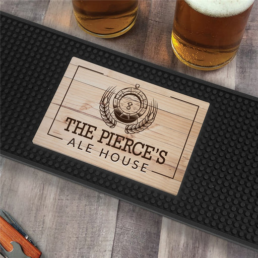 Personalized Wood Background Ale House Bar Mat - LED Gift Works