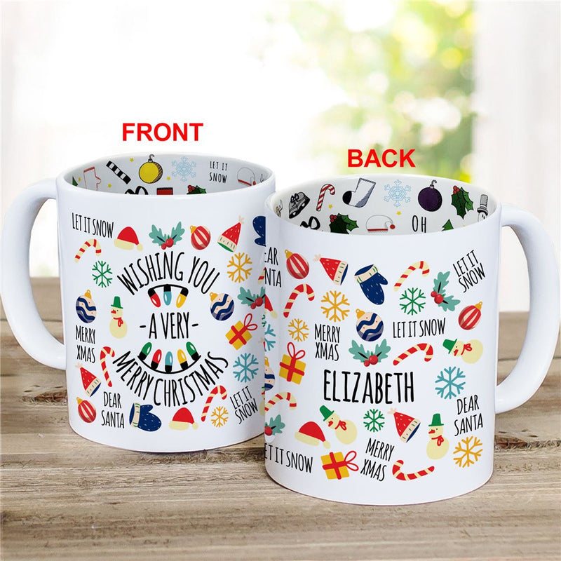 A Very Merry Christmas Mug - Custom Holiday Mug with Merry Christmas Message - LED Gift Works
