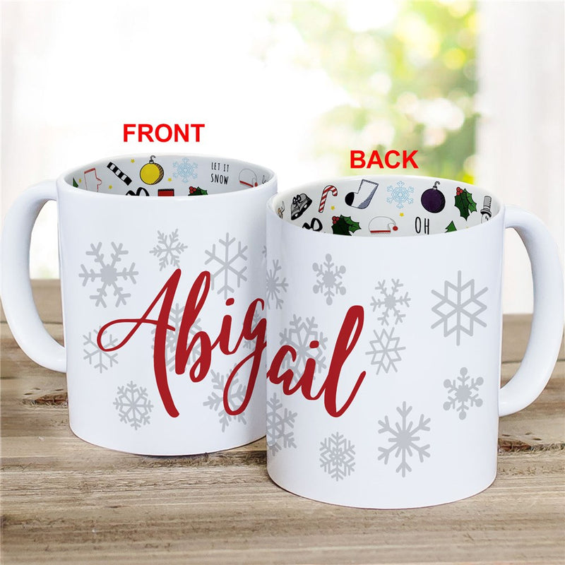 Christmas Snowflake Name Mug - Personalized Winter Holiday Gift - LED Gift Works
