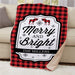 Personalized Buffalo Plaid Moose 50X60 Sherpa Blanket - Large Cozy Plaid Moose Blanket - Way Up Gifts