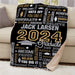 Personalized Graduation Static Word Art Sherpa Blanket - Custom Grad Name Blanket - Way Up Gifts