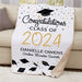 Personalized Black And Gold Confetti And Caps Sherpa Blanket - Graduation Celebration Blanket - Way Up Gifts
