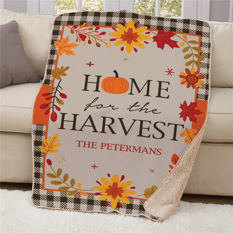 Personalized Home For The Harvest 37" X 57" Sherpa Blanket - Autumn Harvest Decor Blanket - LED Gift Works