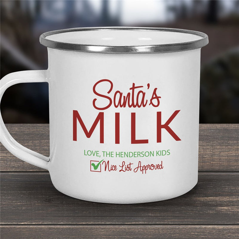 Santa's Milk Camper Mug - Personalized Holiday Mug - LED Gift Works