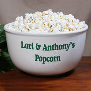 Personalized Popcorn Bowl - Custom Text Large White Snack Bowl - LED Gift Works