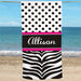 Personalized Zebra Print Beach Towel for Girls - Way Up Gifts