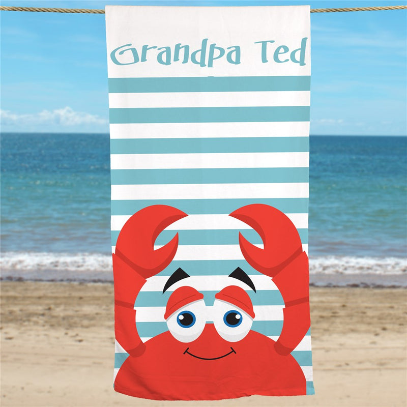 Personalized Any Text Custom Crab Beach Towel - LED Gift Works