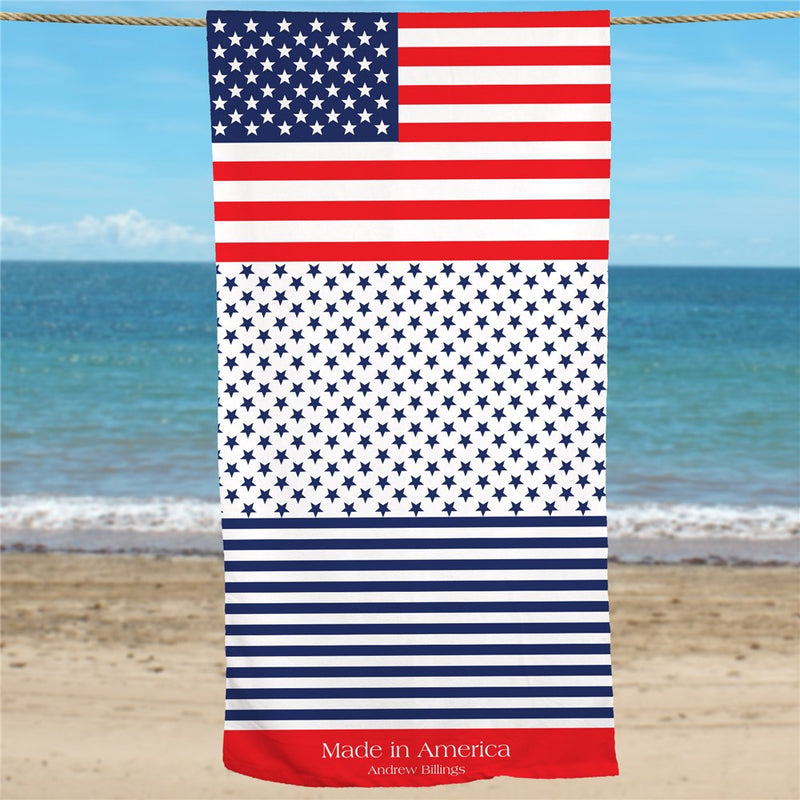 4th of July USA Patriotic Personalized Beach Towel - LED Gift Works