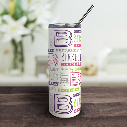 Personalized Initial Tumbler with Straw - A is For [Name] Design - Way Up Gifts