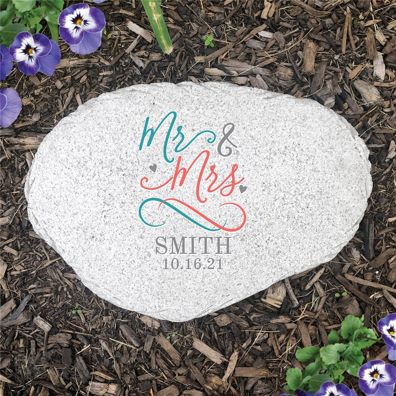 Mr. & Mrs. Wedding Garden Stone - Realistic Resin Design - LED Gift Works