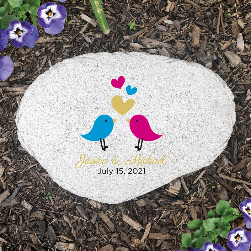 Love Birds Personalized Garden Stone - Realistic Resin Design - LED Gift Works
